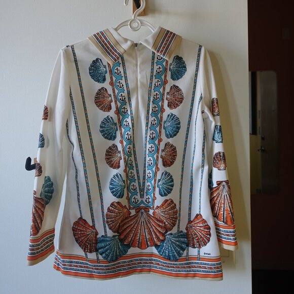 Trissi doubleknit polyester shells clams vacation vacay top S SM Small Medium M - Picture 8 of 16